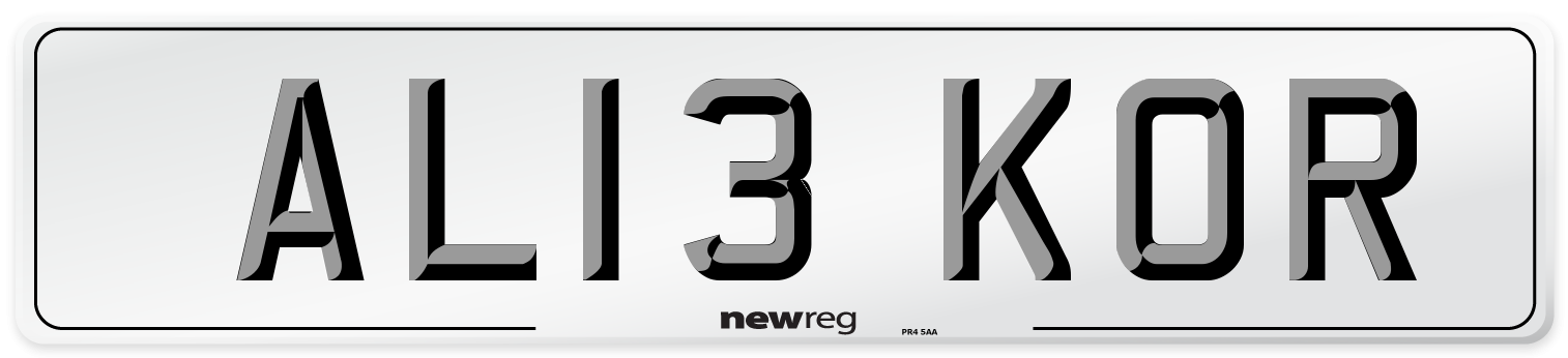 AL13 KOR Number Plate from New Reg